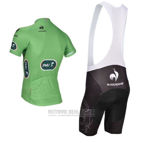 2014 Fahrradbekleidung Tour de France Grun Trikot Kurzarm und Tragerhose